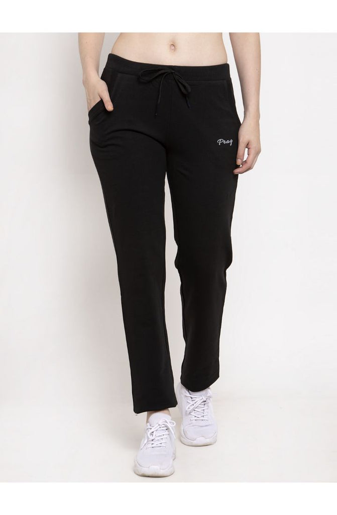 Black Cotton Tapered Fit Track Pant 