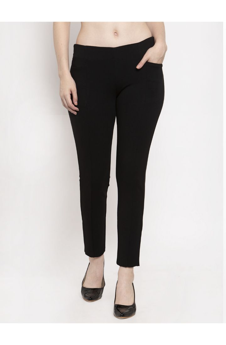 Buy Comfortable Narrow Black Stitch Trouser Pant For Women At