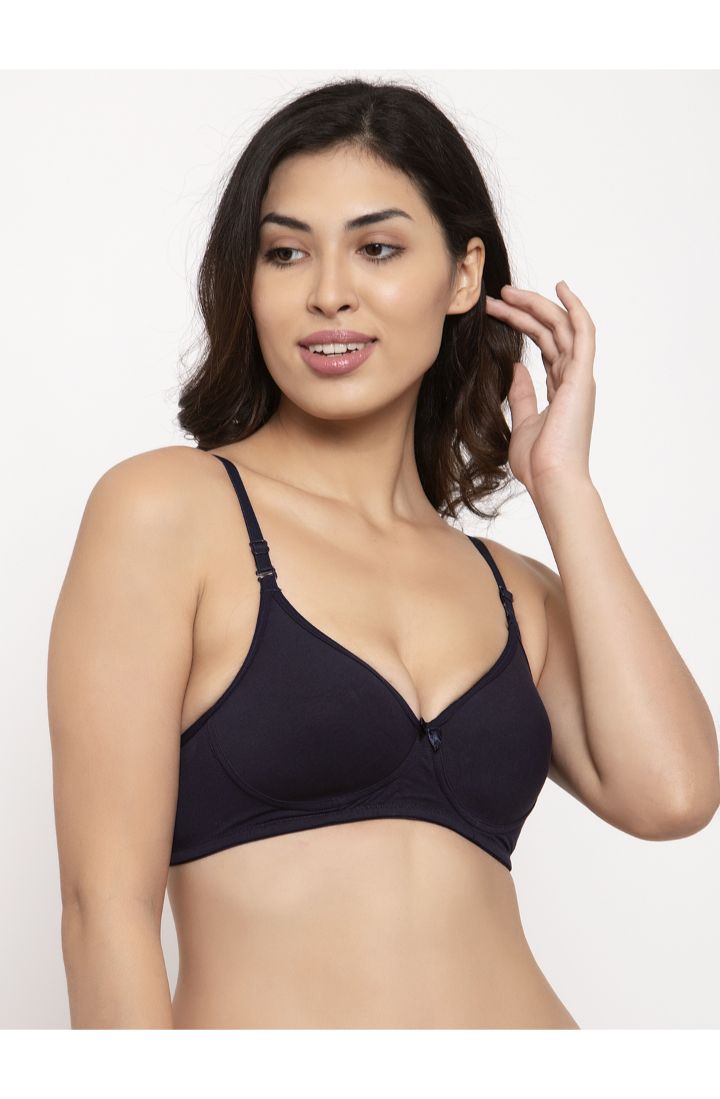 Buy online Black And Pink Cotton Regular Bra from lingerie for