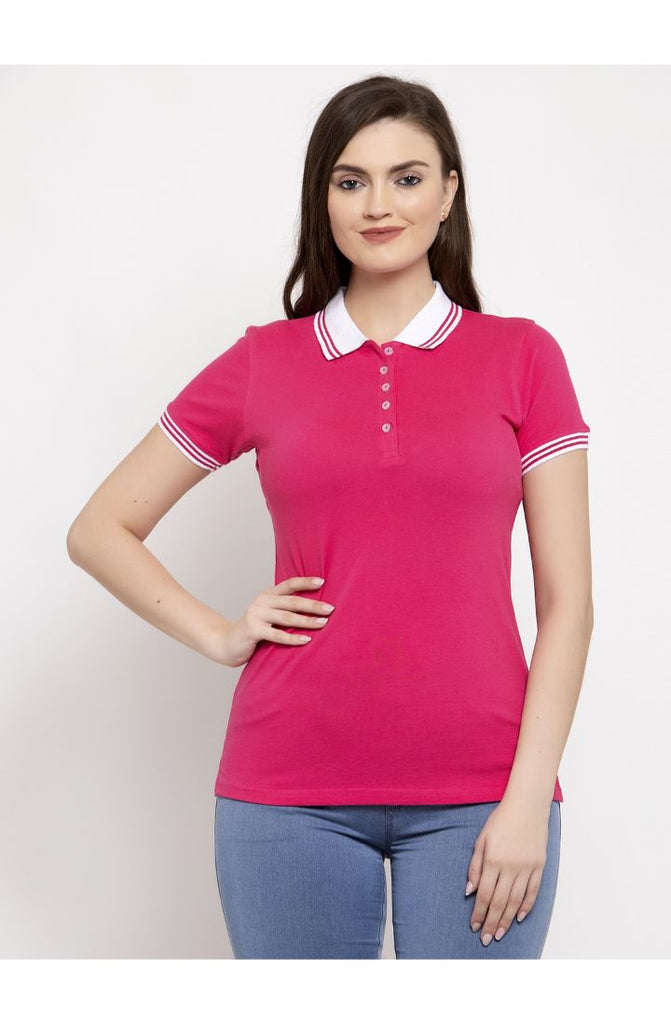 Pink Polo Neck Tees 