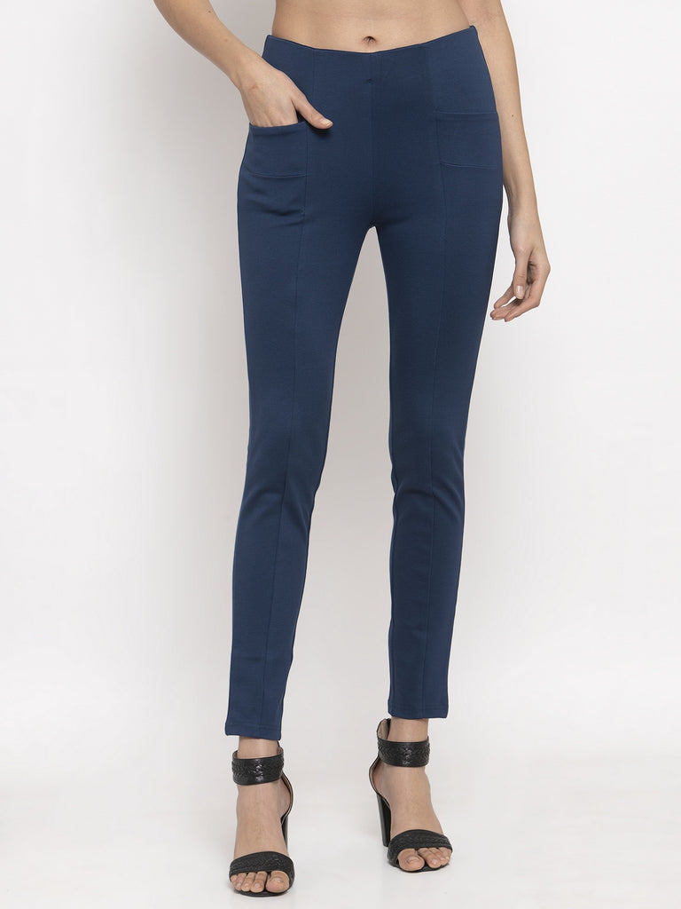 Mid rise Airforce Blue Trouser Pant 
