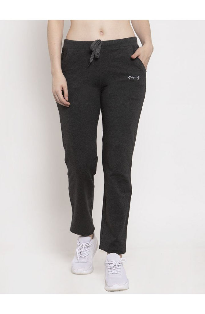 Dark Grey Cotton Tapered Fit Track Pant
