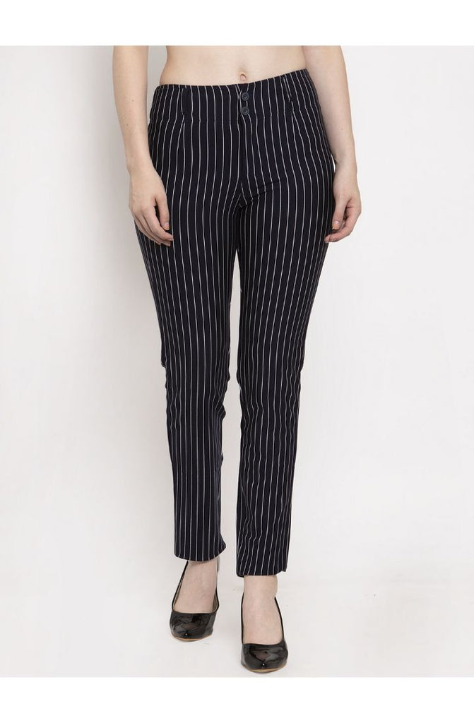 Navy Stripped Straight Fit Trouser Pant 