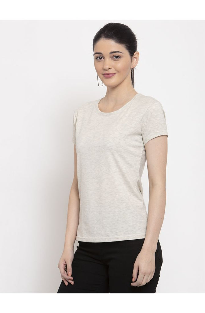 Melange White Plain T-Shirt 