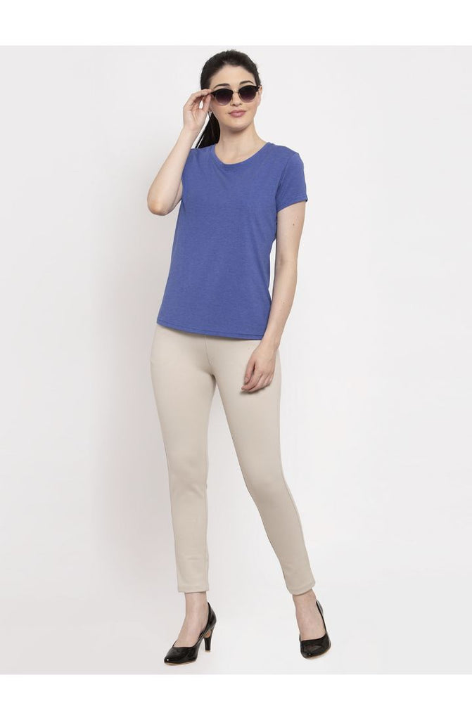 Melange Blue Cotton T Shirt