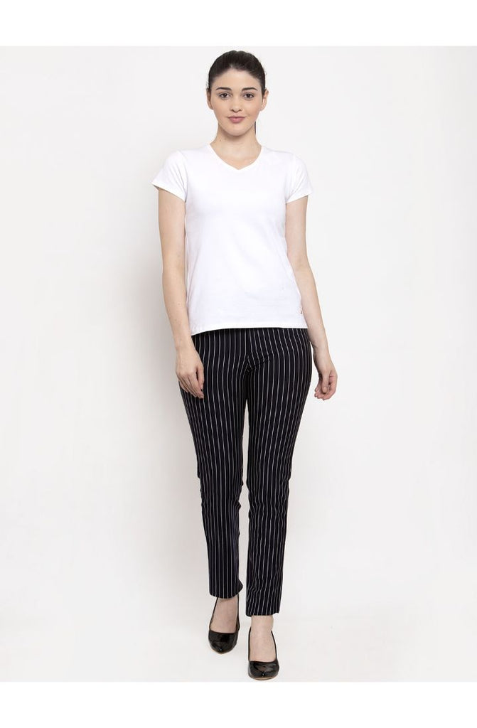 Order Navy Stripped Straight Fit Trouser Pant Online