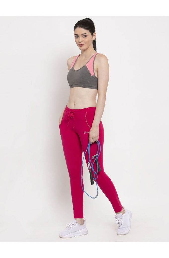 Womens Pink Cotton Stretch Yoga Pant