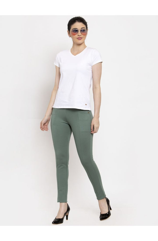 Narrow Fit Central Stitch Trouser Pant (SP01) - Green