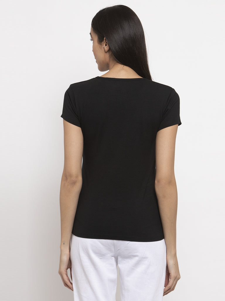 Round Neck Double Layered T-Shirt - Black