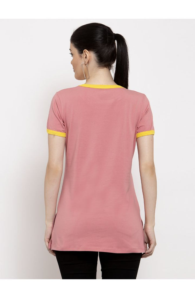 Order Hot Coral Round Neck Long Tees Online