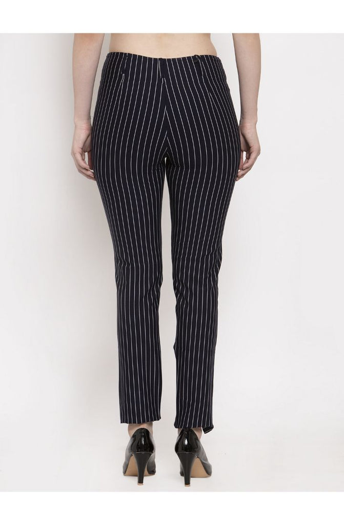 Buy Navy Stripped Straight Fit Trouser Pant 