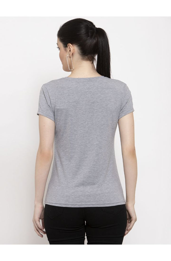 Melange Grey Cotton Melange Plain T-Shirt