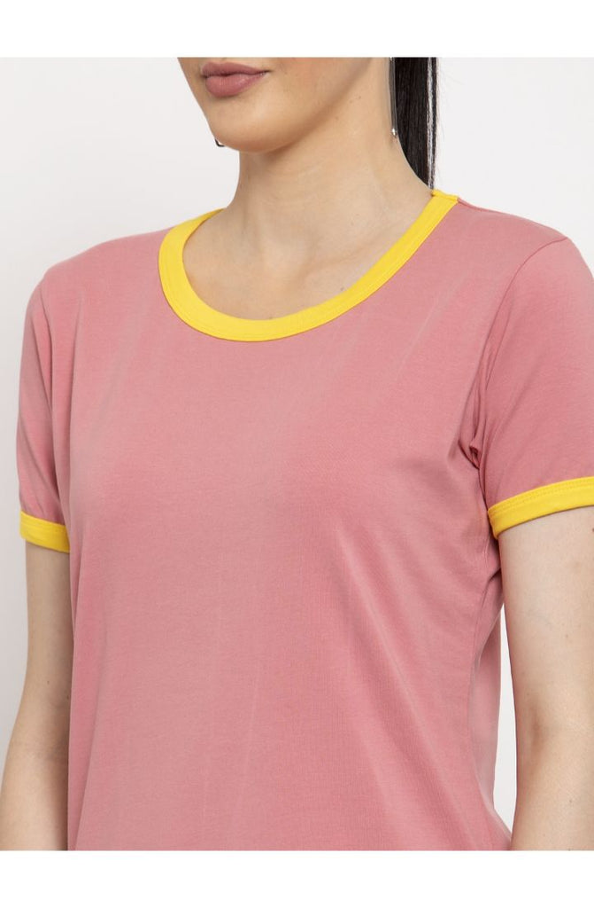 Hot Coral Round Neck Tees
