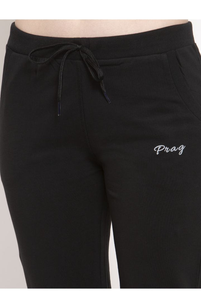 Buy Black track pants with cotton tapered fit online 