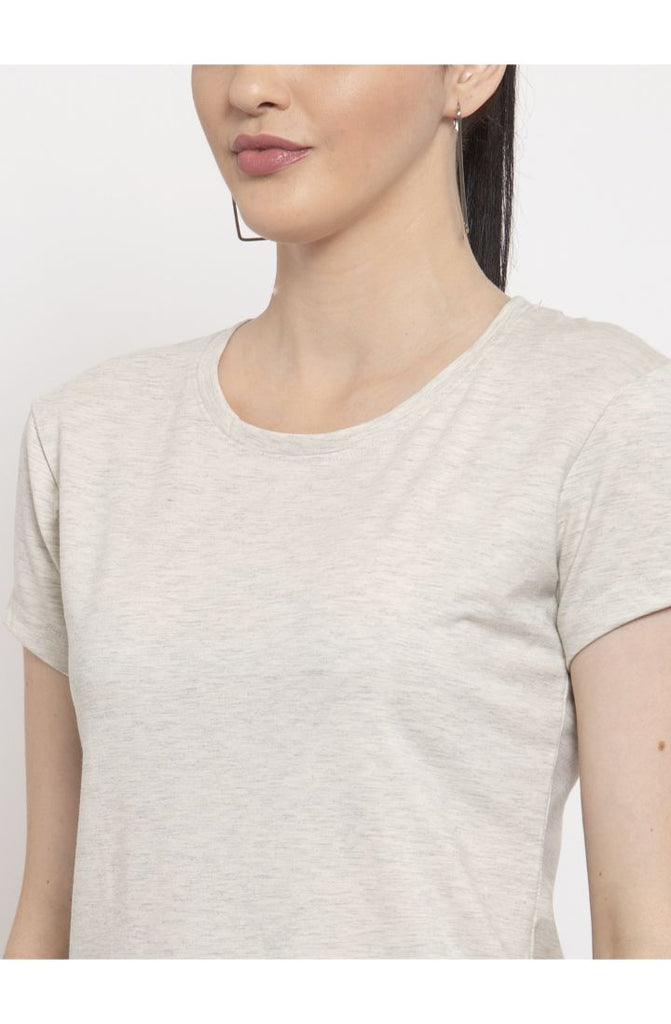 Cotton Melange Plain T-Shirt