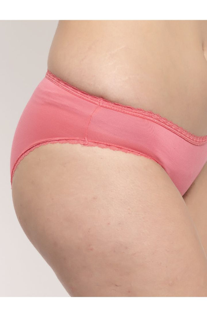 Order Peach Laced Bikini Modal Panty Online at Prag & Co.