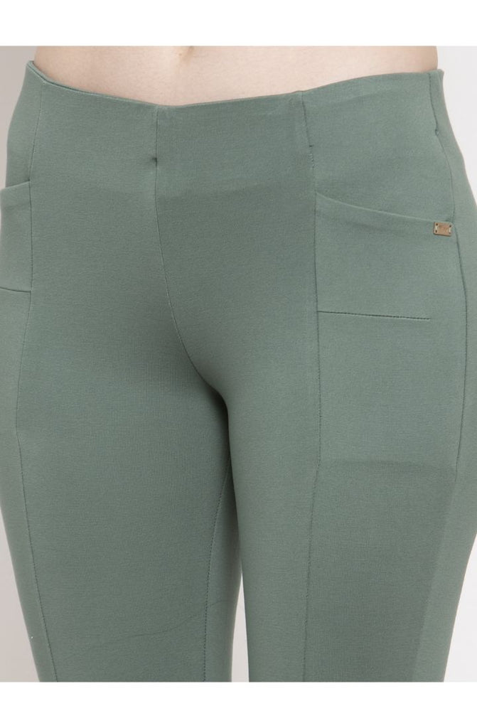 Green Narrow Fit Central Stitch Trouser Pant
