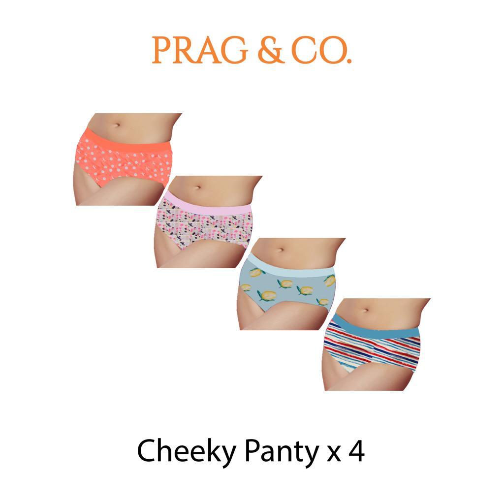 Cheeky Panty 4 PC Pack - Dogprint-Paint Lines - Dotsprint-Mango Print