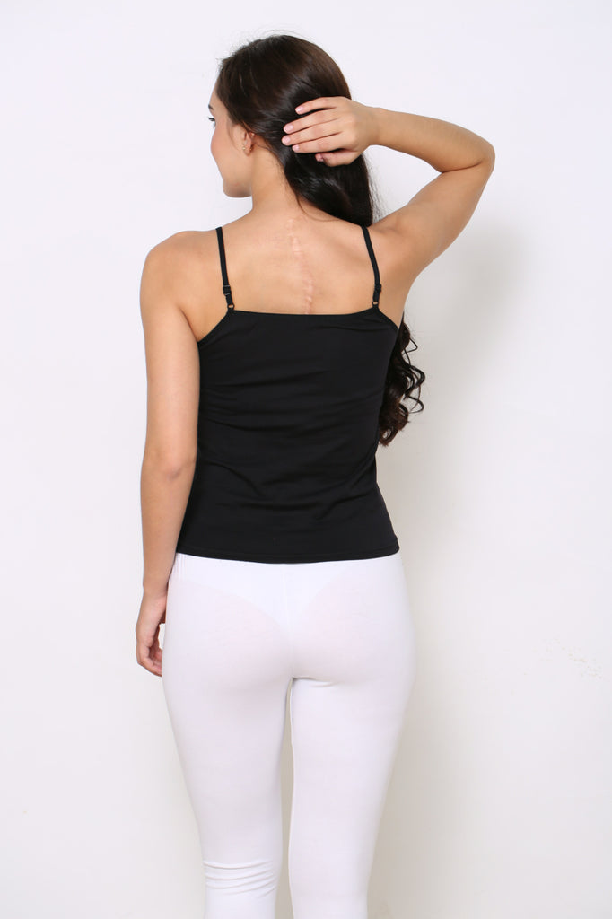 Back Side Black Camisole With White Leggings