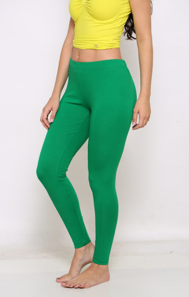Green ankle stretchable leggings