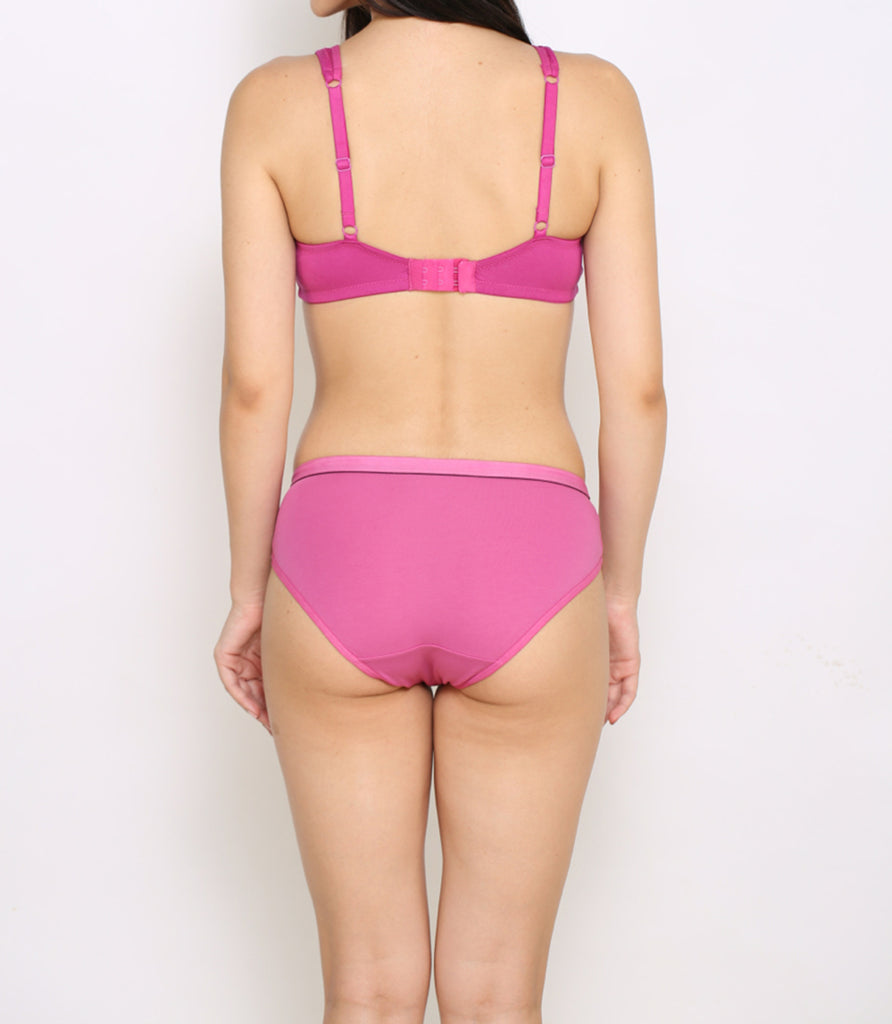 Back Side Pink Hipster Brief With Pink Bra